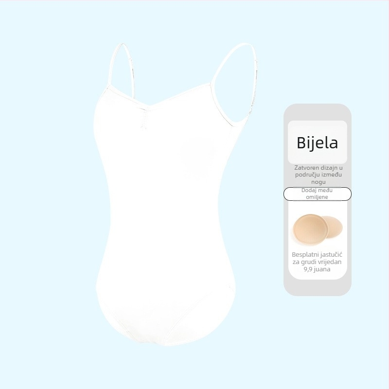 Ženski baletni leotard s tankim trakama, jedinstveni plesni kostim, materijal najlon 75%, podstava 80%, za odrasle plesače, ljetna praksa