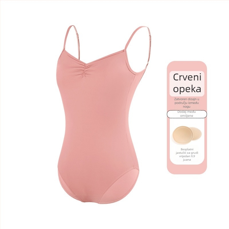 Ženski baletni leotard s tankim trakama, jedinstveni plesni kostim, materijal najlon 75%, podstava 80%, za odrasle plesače, ljetna praksa