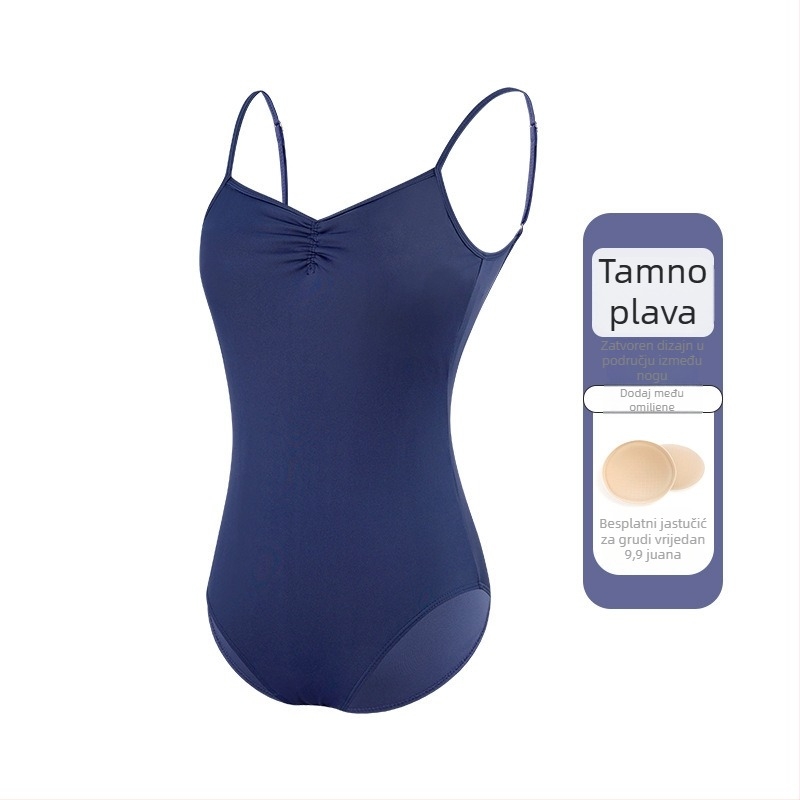 Ženski baletni leotard s tankim trakama, jedinstveni plesni kostim, materijal najlon 75%, podstava 80%, za odrasle plesače, ljetna praksa
