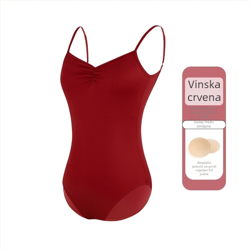 Ženski baletni leotard s tankim trakama, jedinstveni plesni kostim, materijal najlon 75%, podstava 80%, za odrasle plesače, ljetna praksa