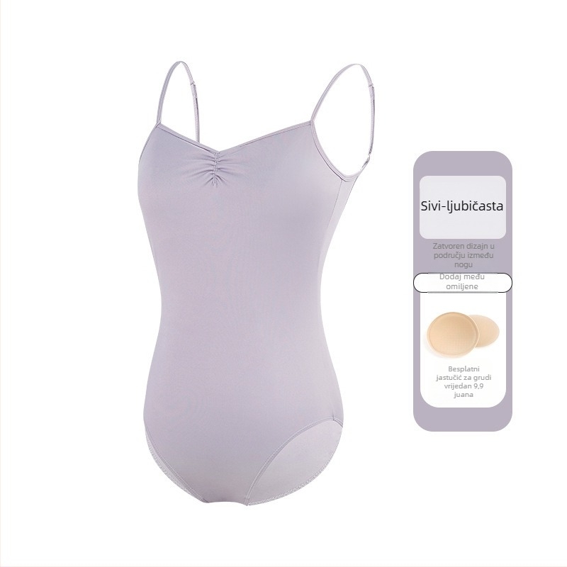 Ženski baletni leotard s tankim trakama, jedinstveni plesni kostim, materijal najlon 75%, podstava 80%, za odrasle plesače, ljetna praksa