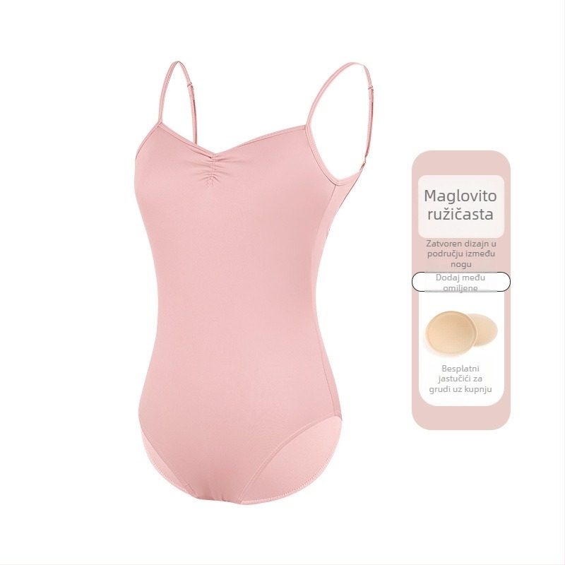 Ženski baletni leotard s tankim trakama, jedinstveni plesni kostim, materijal najlon 75%, podstava 80%, za odrasle plesače, ljetna praksa
