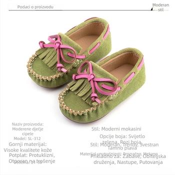 Mokasine za djevojčice, kožni gornji dio, gumeni potplat, kvadratni vrh, britanski stil dizajna princeze