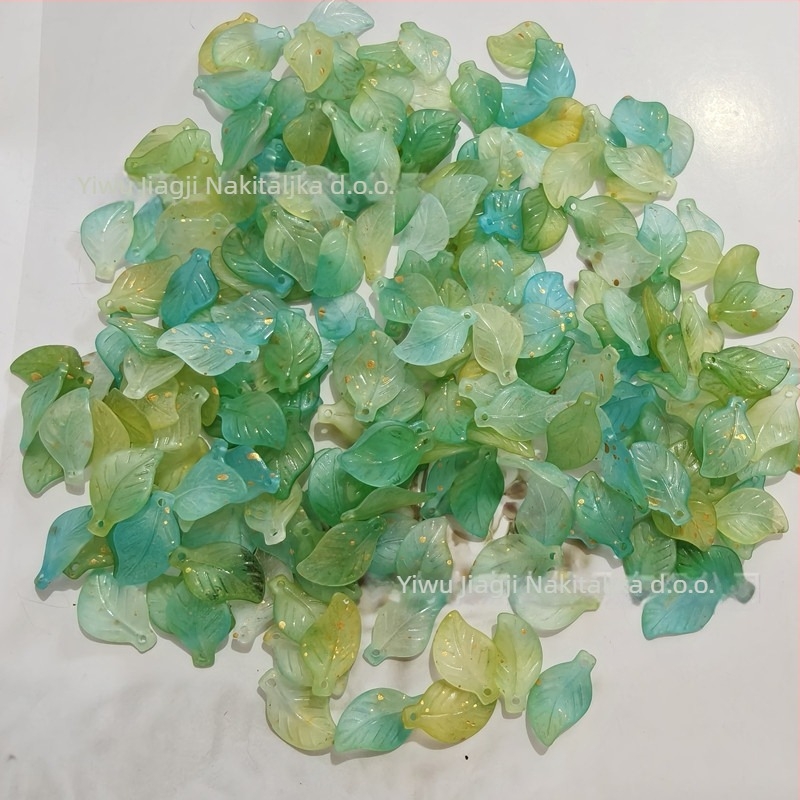 Pribor - Akrilne perle u obliku dinje s listnim uzorom, obojena površina