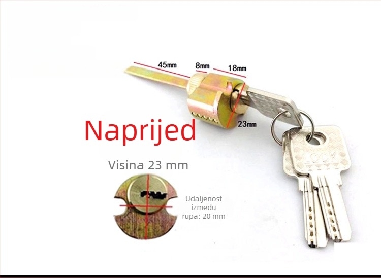 Cilindar za zaključavanje, posebno oblikovan elektronički cilindar za unutarnja vrata i hotelska vrata, cinkova legura