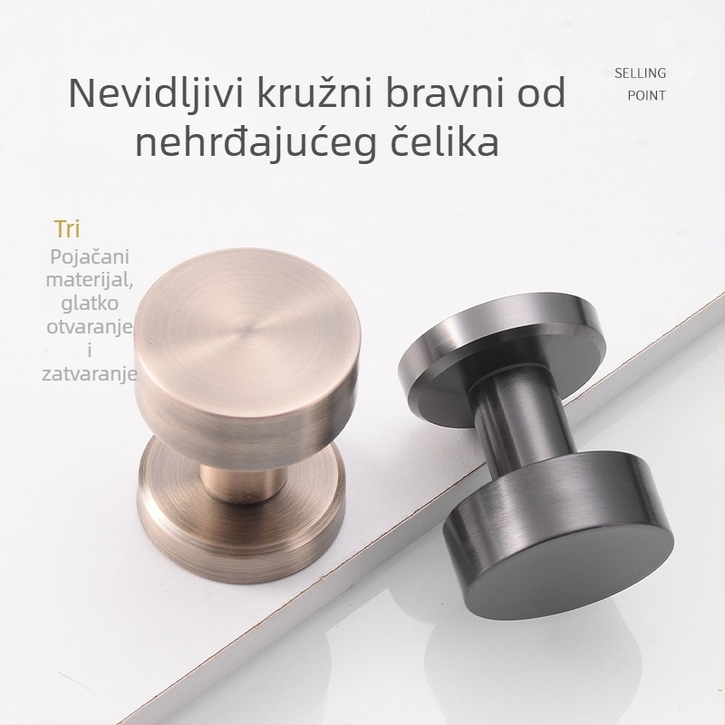 Nevidljiva okrugla brava za vrata - od nehrđajućeg čelika, tiha, za drvena vrata, s jednostranom ručkom