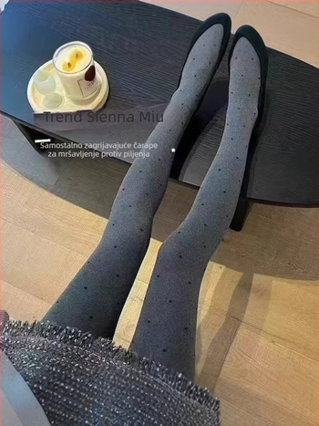 Najlon čarape s valovitim točkastim uzorkom, visoka elastičnost, srednja gustoća