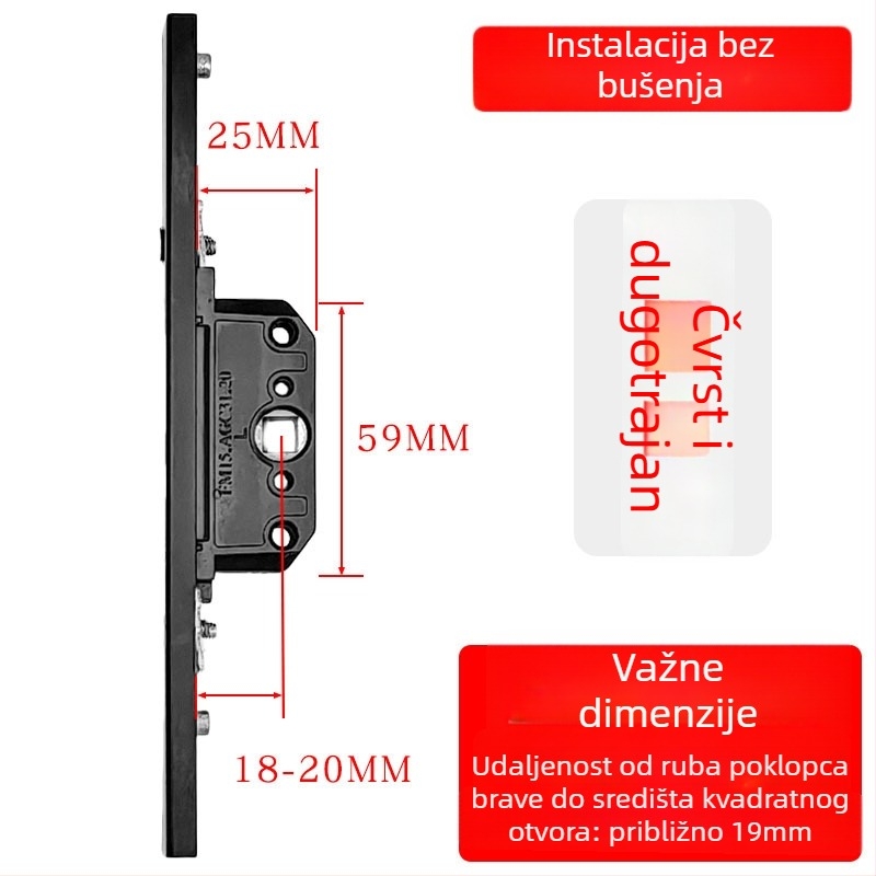 Kutija za zaključavanje od aluminijske legure za kasetne prozore, prijenosno tijelo zaključavanja, teleskopški cilindar zaključavanja i spojni blokovi