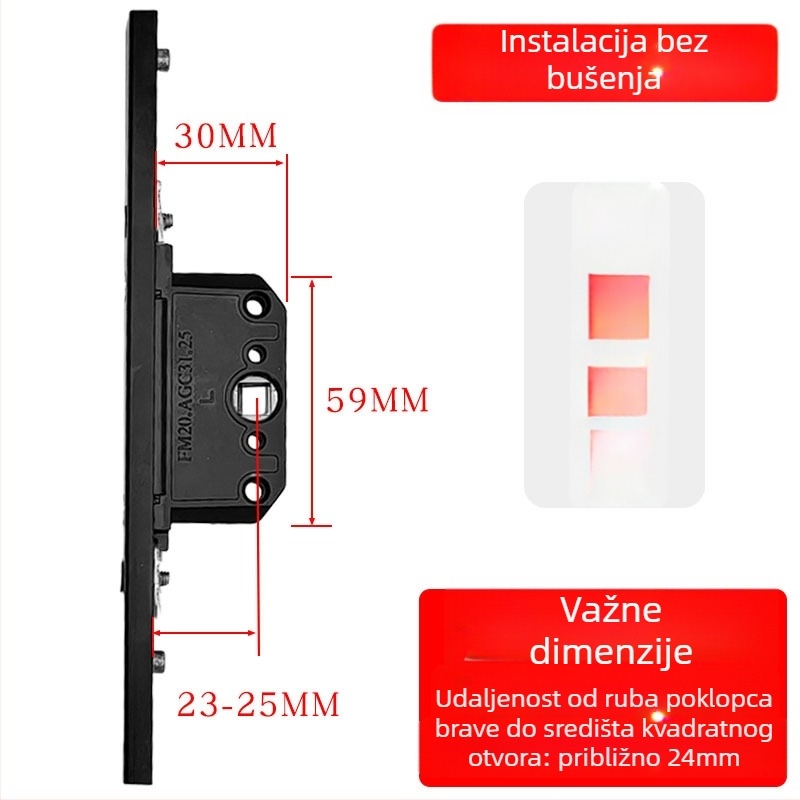 Kutija za zaključavanje od aluminijske legure za kasetne prozore, prijenosno tijelo zaključavanja, teleskopški cilindar zaključavanja i spojni blokovi