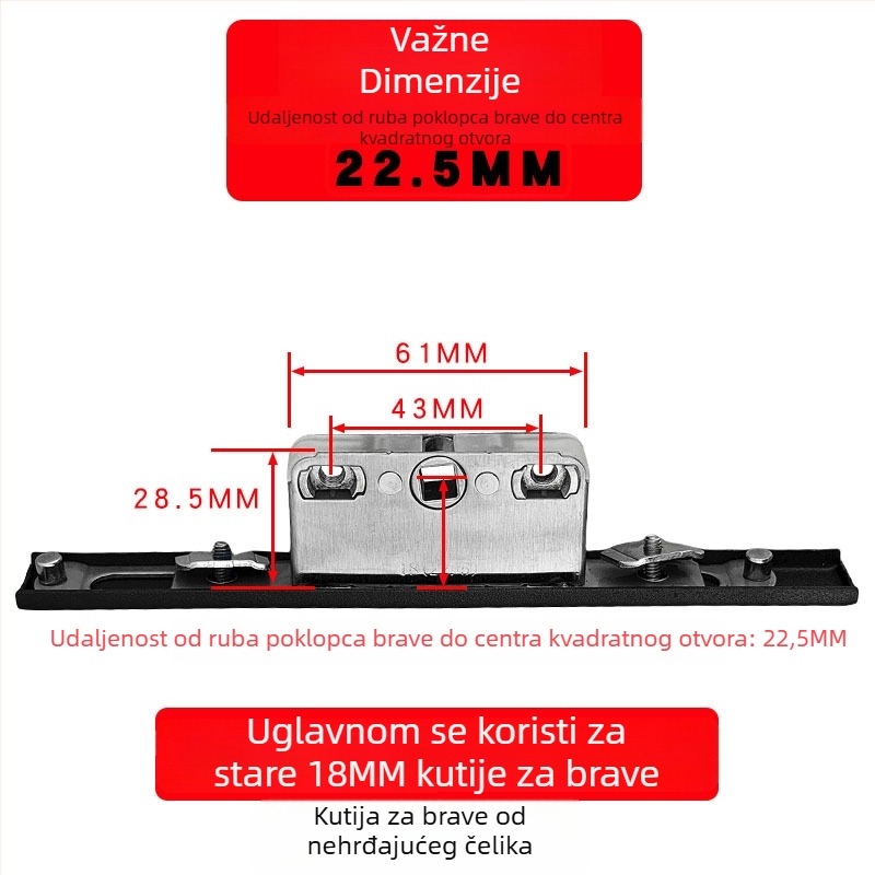 Kutija za zaključavanje od aluminijske legure za kasetne prozore, prijenosno tijelo zaključavanja, teleskopški cilindar zaključavanja i spojni blokovi