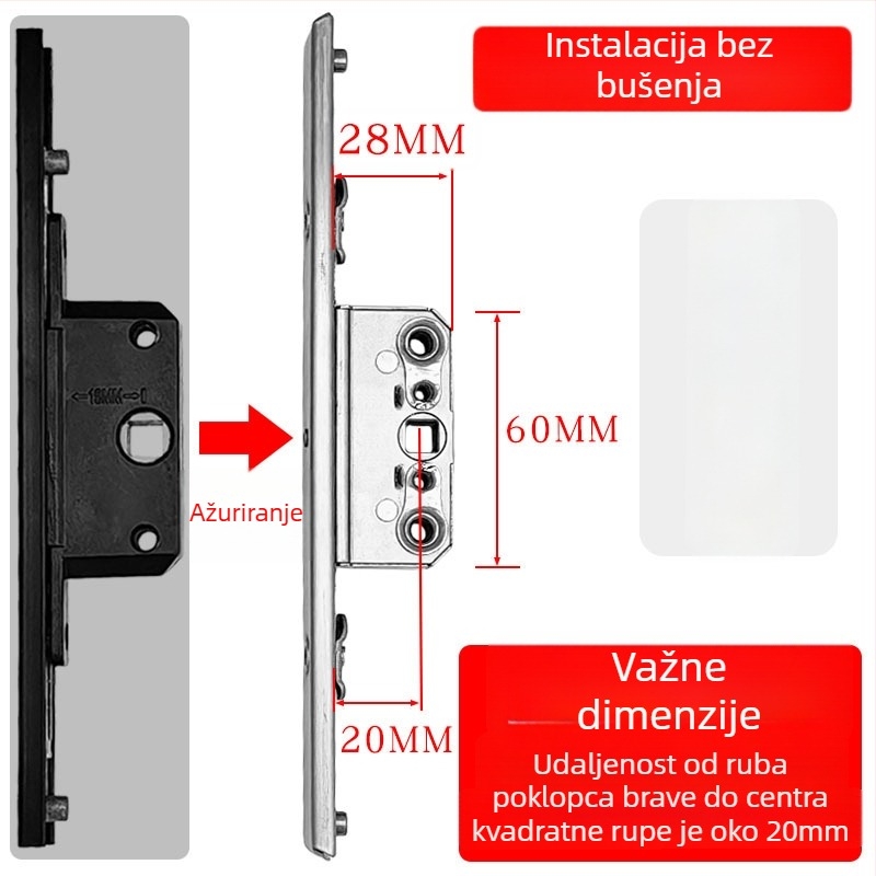 Kutija za zaključavanje od aluminijske legure za kasetne prozore, prijenosno tijelo zaključavanja, teleskopški cilindar zaključavanja i spojni blokovi
