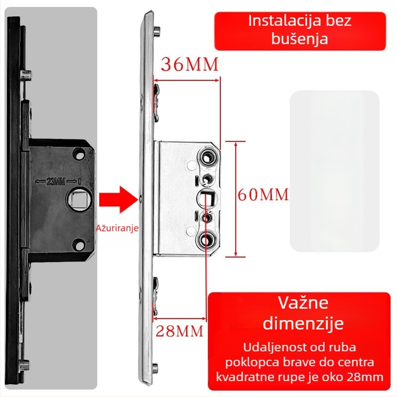 Kutija za zaključavanje od aluminijske legure za kasetne prozore, prijenosno tijelo zaključavanja, teleskopški cilindar zaključavanja i spojni blokovi