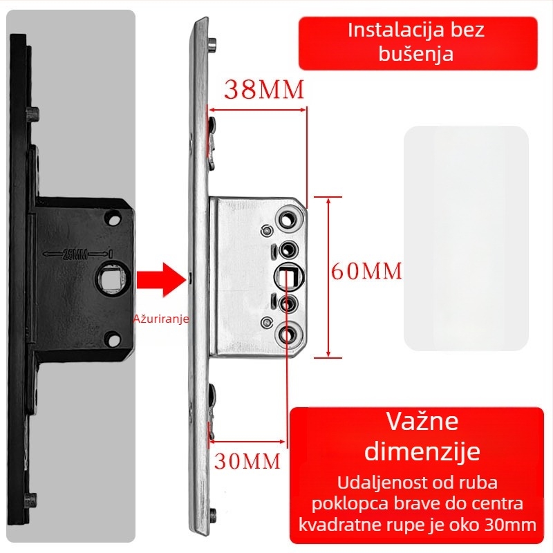 Kutija za zaključavanje od aluminijske legure za kasetne prozore, prijenosno tijelo zaključavanja, teleskopški cilindar zaključavanja i spojni blokovi