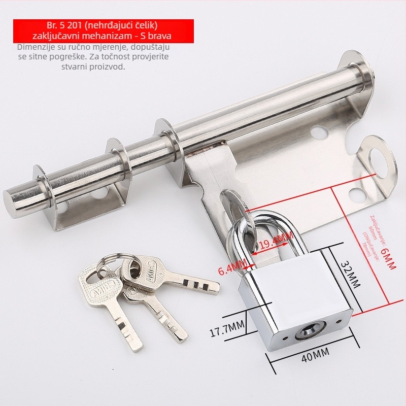 Nehrđajući čelični zatvarač vrata – Solid Latch, kućište brave, za drvena vrata, svijetli luksuz stil