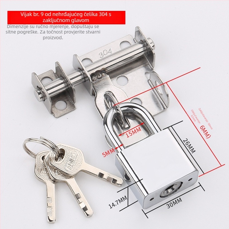 Nehrđajući čelični zatvarač vrata – Solid Latch, kućište brave, za drvena vrata, svijetli luksuz stil