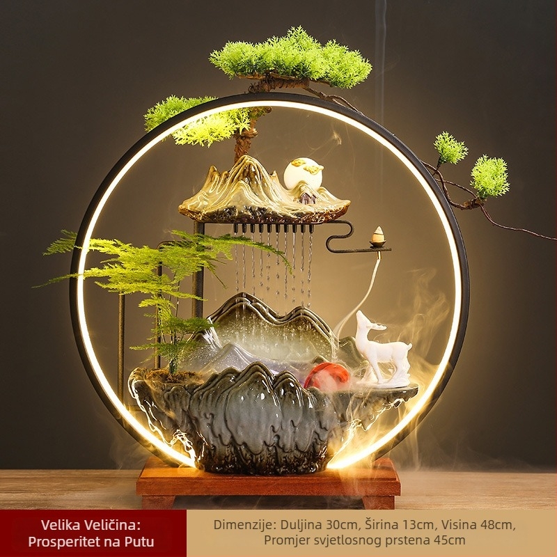 Keramički ovlaživač s tekućom vodom u novom kineskom stilu, dekorativan za dnevni boravak i ured, prilagodljiv