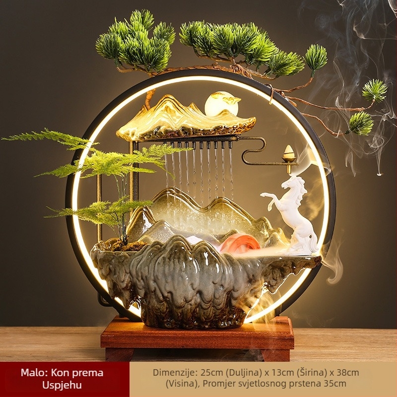 Keramički ovlaživač s tekućom vodom u novom kineskom stilu, dekorativan za dnevni boravak i ured, prilagodljiv