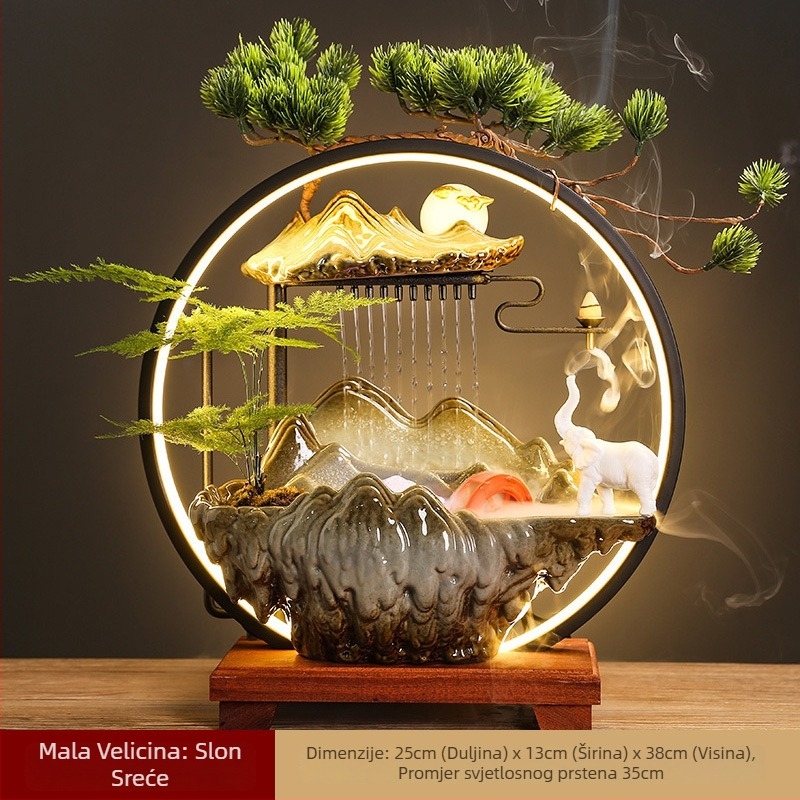 Keramički ovlaživač s tekućom vodom u novom kineskom stilu, dekorativan za dnevni boravak i ured, prilagodljiv