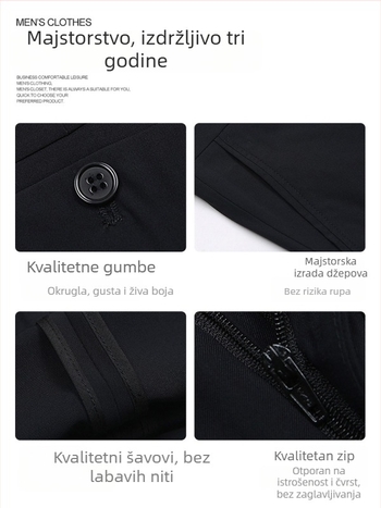 Muške casual hlače od vune, slobodan straight kroj, visok struk, bez glačanja, jednobojne.