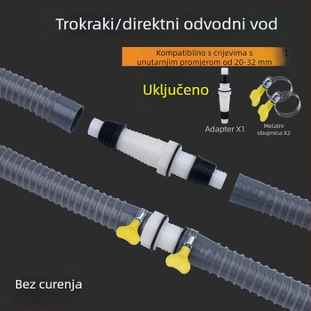 Odvodna cijev za perilicu rublja, Y-oblik grananja, produžni crijevo s tri kraja, spoj za podni odvod (Brand: druga; Certifikacija: Nijedna; Materijal: Default items; Stil: Moderno i minimalističko)