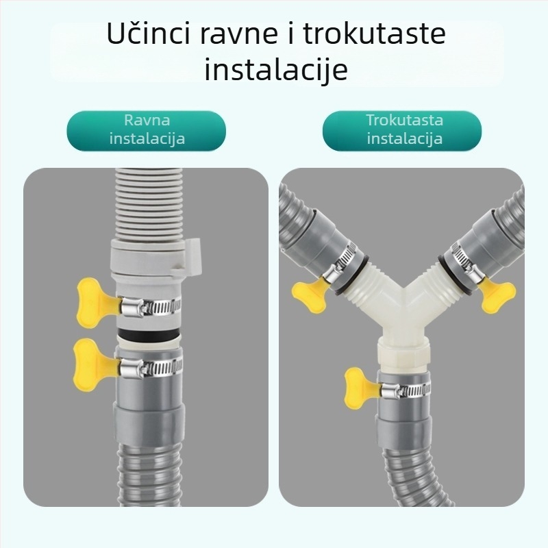 Odvodna cijev za perilicu rublja, Y-oblik grananja, produžni crijevo s tri kraja, spoj za podni odvod (Brand: druga; Certifikacija: Nijedna; Materijal: Default items; Stil: Moderno i minimalističko)