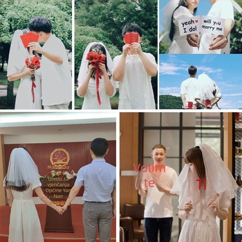 Vjenčani dodatak za kosu sa veo – moderni minimalistički stil za par, marka Unique, Zima 2022