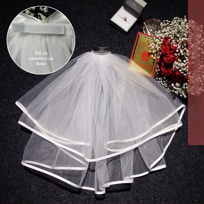 Vjenčani dodatak za kosu sa veo – moderni minimalistički stil za par, marka Unique, Zima 2022