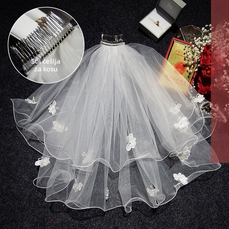 Vjenčani dodatak za kosu sa veo – moderni minimalistički stil za par, marka Unique, Zima 2022