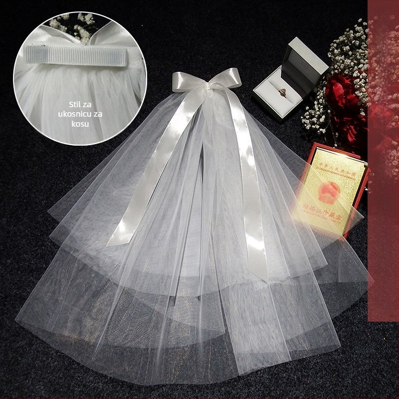 Vjenčani dodatak za kosu sa veo – moderni minimalistički stil za par, marka Unique, Zima 2022