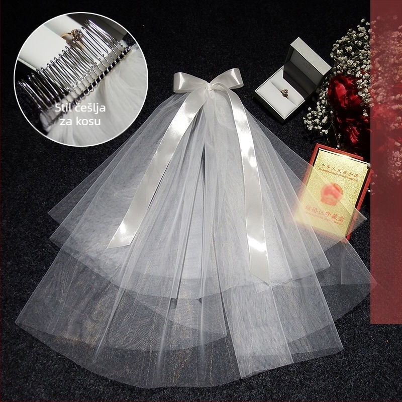 Vjenčani dodatak za kosu sa veo – moderni minimalistički stil za par, marka Unique, Zima 2022