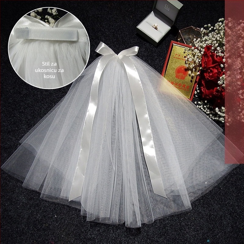 Vjenčani dodatak za kosu sa veo – moderni minimalistički stil za par, marka Unique, Zima 2022