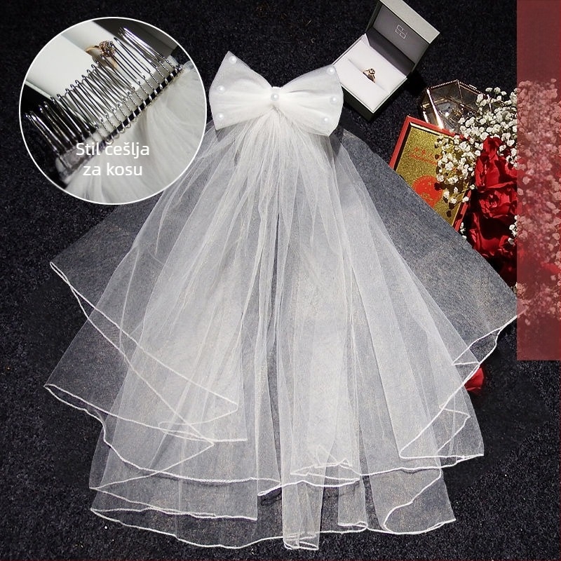 Vjenčani dodatak za kosu sa veo – moderni minimalistički stil za par, marka Unique, Zima 2022