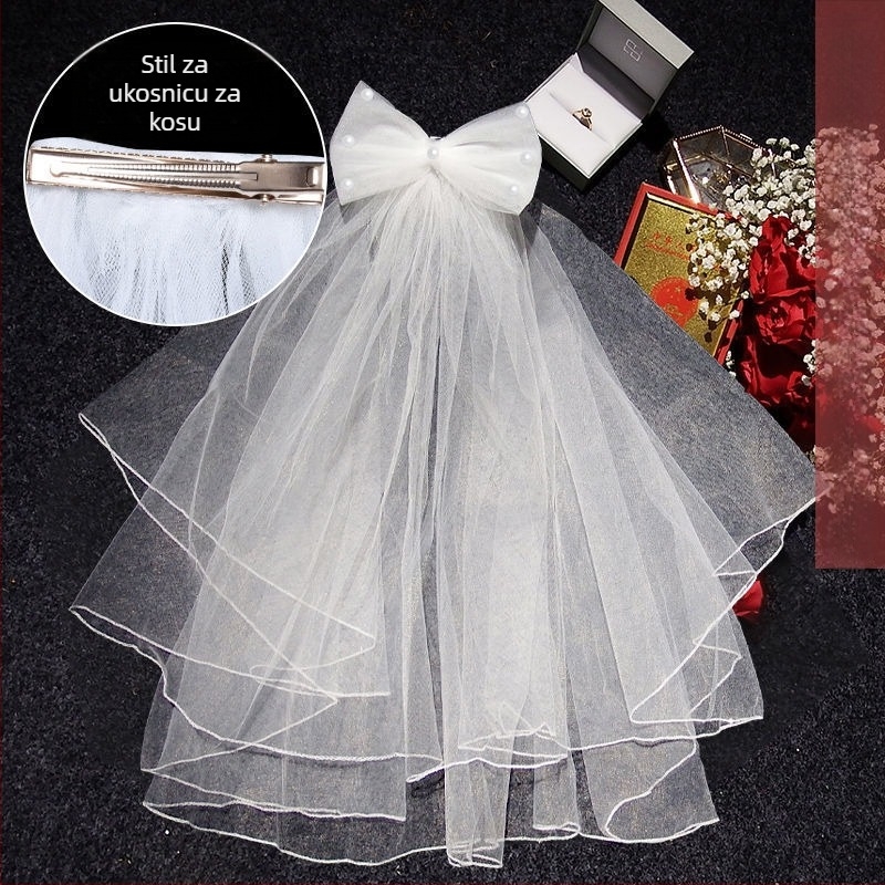 Vjenčani dodatak za kosu sa veo – moderni minimalistički stil za par, marka Unique, Zima 2022