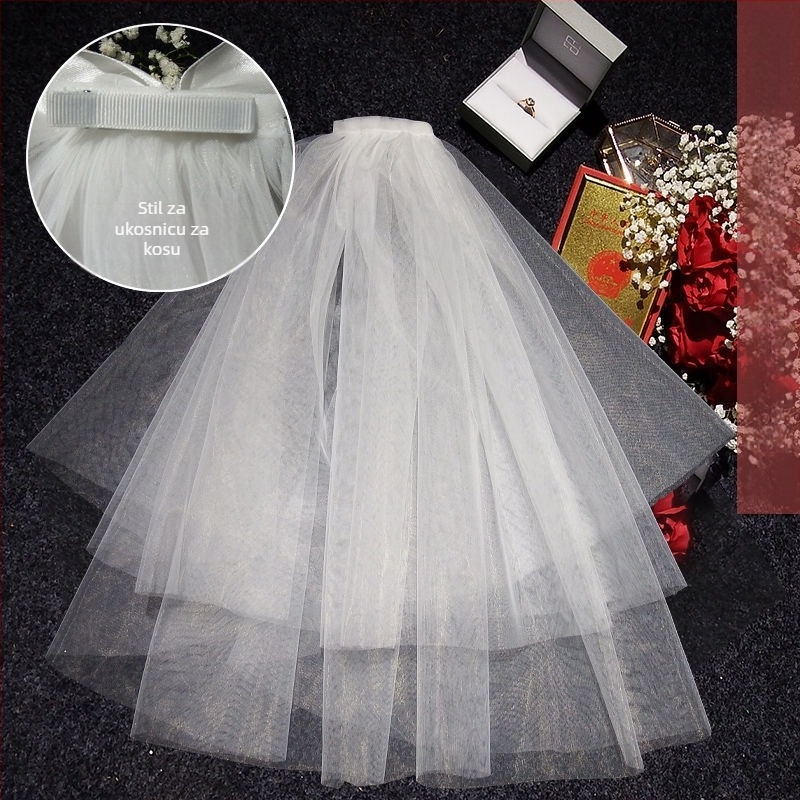 Vjenčani dodatak za kosu sa veo – moderni minimalistički stil za par, marka Unique, Zima 2022