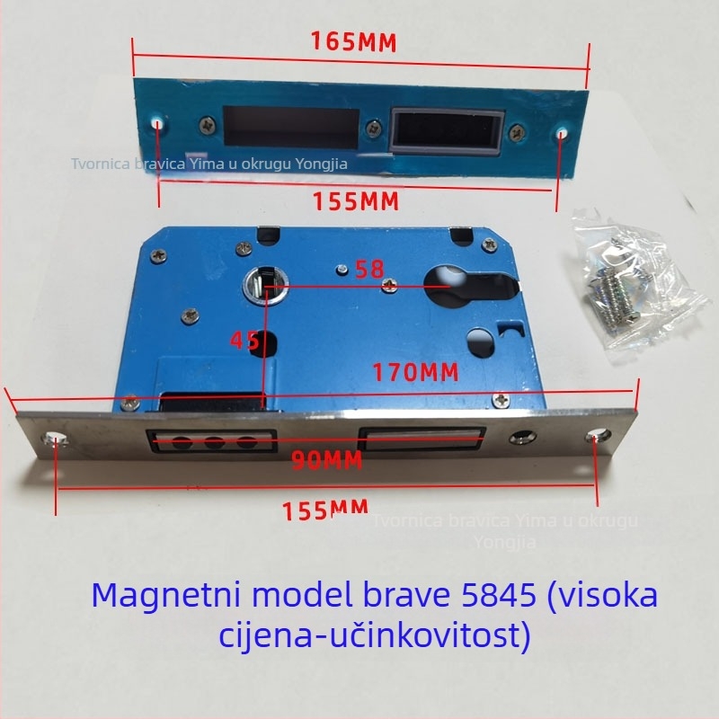 Držač brave za unutarnja drvena vrata — mehaničko tijelo brave, ugradbeni način, univerzalni cilindar, modeli 5045/5845/7255