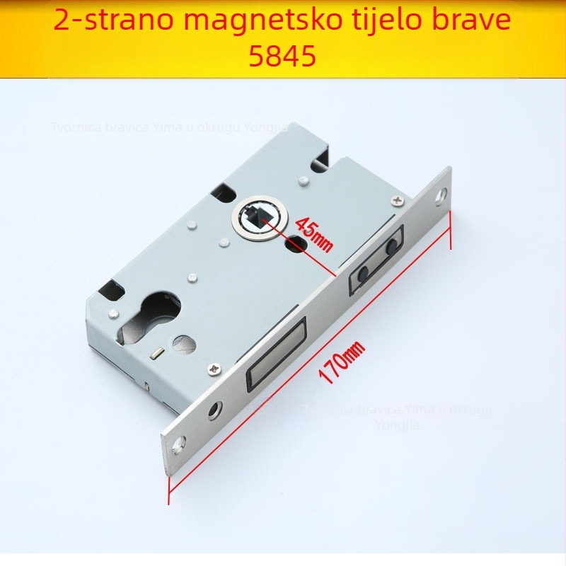 Držač brave za unutarnja drvena vrata — mehaničko tijelo brave, ugradbeni način, univerzalni cilindar, modeli 5045/5845/7255