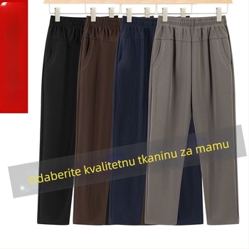 Ravne casual hlače za žene srednje dobi, visok struk, debela fleece podstava, bambus/Lyocell materijal
