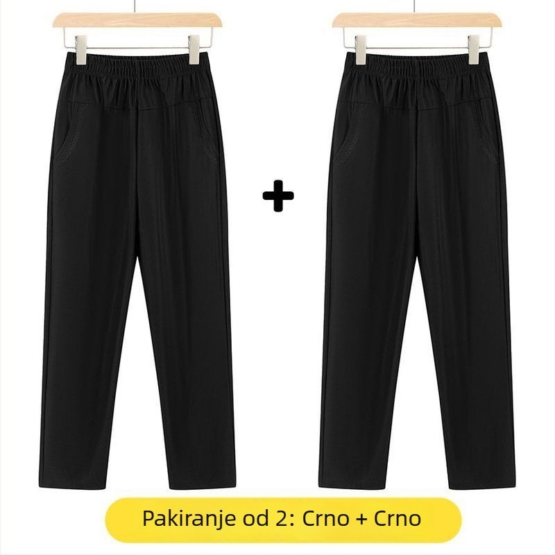 Ravne casual hlače za žene srednje dobi, visok struk, debela fleece podstava, bambus/Lyocell materijal