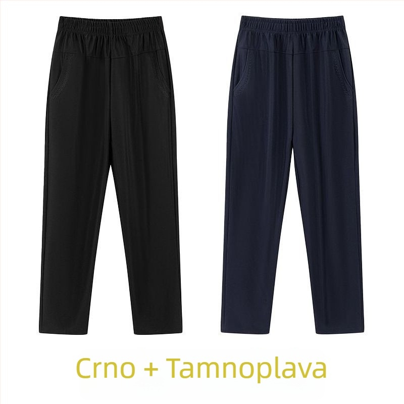 Ravne casual hlače za žene srednje dobi, visok struk, debela fleece podstava, bambus/Lyocell materijal