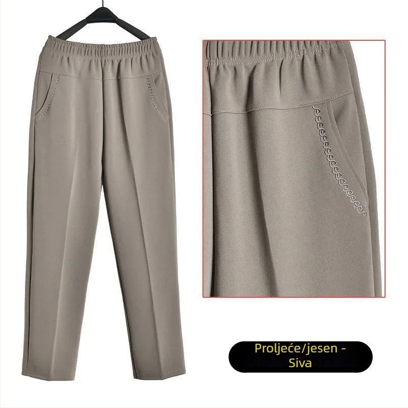 Ravne casual hlače za žene srednje dobi, visok struk, debela fleece podstava, bambus/Lyocell materijal