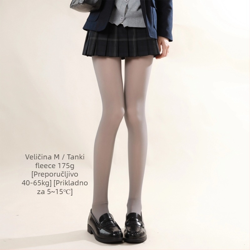 JK-stil najlonke s fleec podstavom, debele zimske najlonke za žene (fleec podstava, hrúbka, zimné teplo, JK-stil, s nohama)