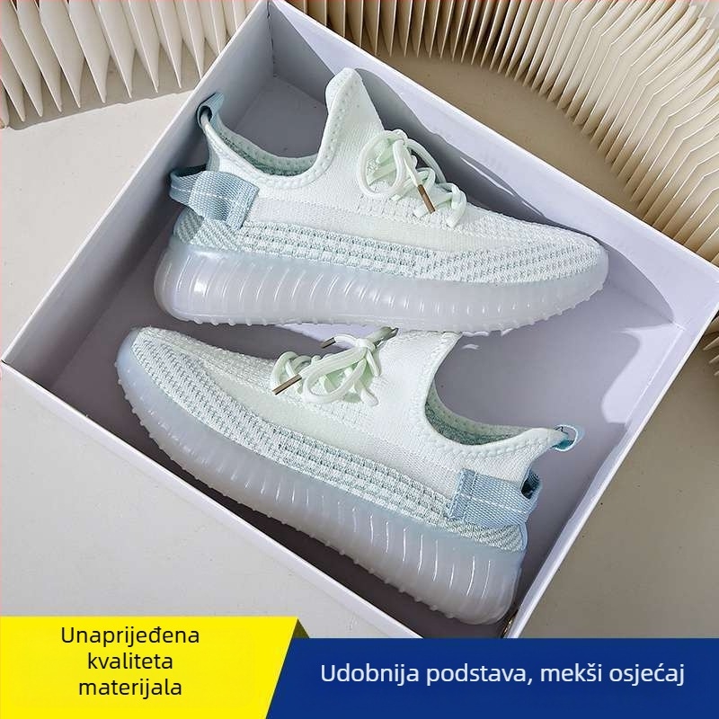 Ženske casual tenisice za šetnju: lagane, prozračne; gornji dio od elastičnog materijala, srednje visine, vezanje šnurkama