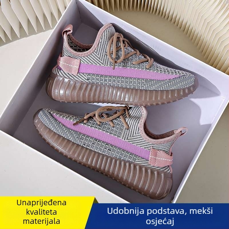 Ženske casual tenisice za šetnju: lagane, prozračne; gornji dio od elastičnog materijala, srednje visine, vezanje šnurkama