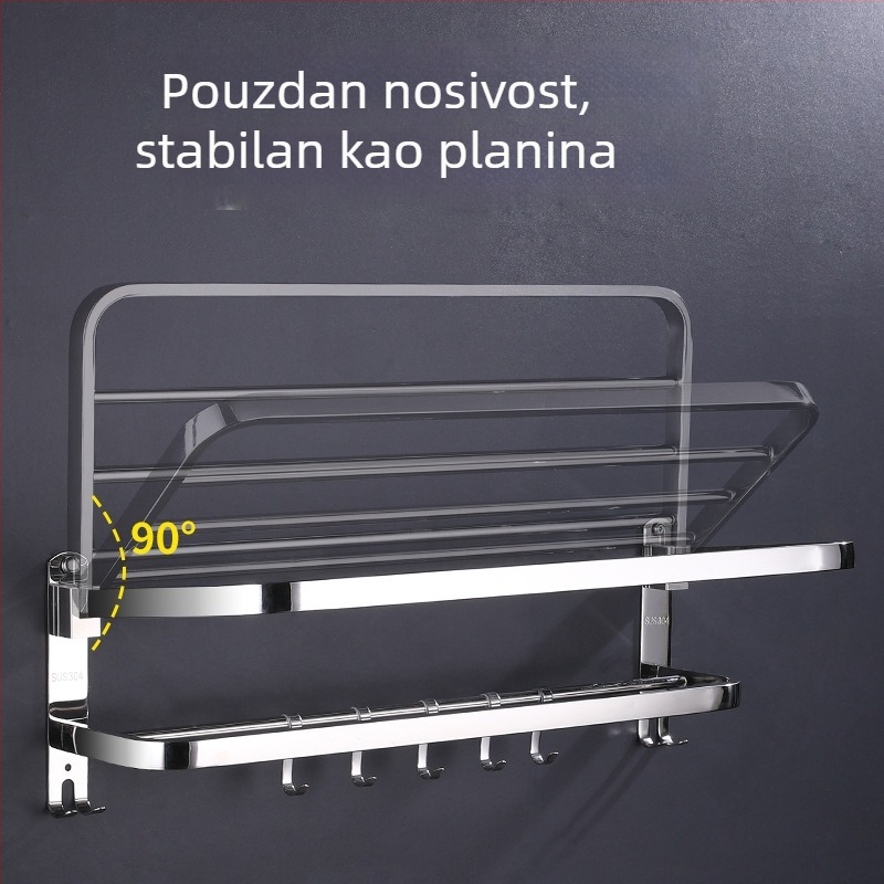 Držač za ručnike od nehrđajućeg čelika 304, polirana površina, šesterodijelni set, moderan minimalistički dizajn kupaonice