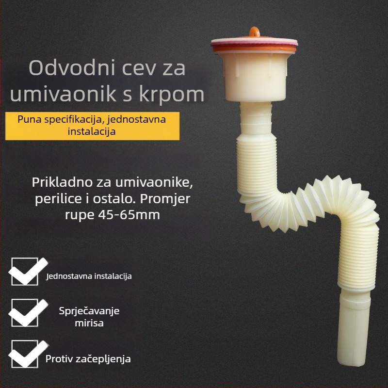Univerzalni set odvodnje za mop sudoper i razne umivaonike, odvodna cijev tipa P, CE potvrda, univerzalni skup dodataka