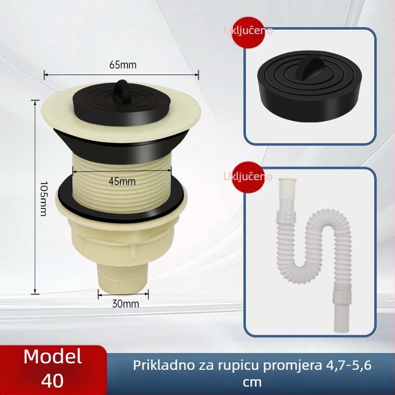 Univerzalni set odvodnje za mop sudoper i razne umivaonike, odvodna cijev tipa P, CE potvrda, univerzalni skup dodataka
