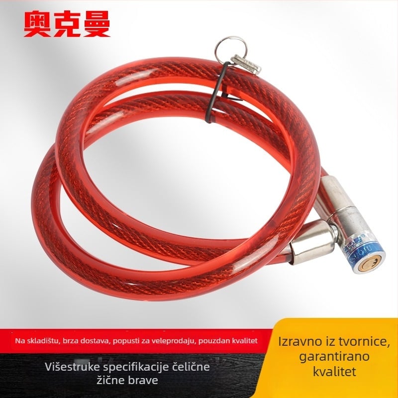 Oakman kabelski lok, model Wire lock, materijal željezo PVC, za bicikle, električna vozila i motocikle
