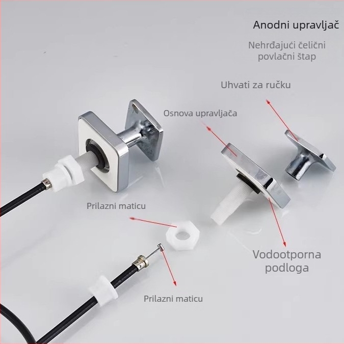 Automatska podizna odvodnja čep za umivaonik, S-oblika forma, bounce tip, materijal plastika i nehrđajući čelik, model DR, marka Xuan oh