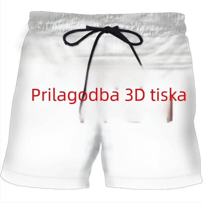 Ispisane casual šortseve s motivom wafle i sladoleda, višebojne, poliester, mikroelastičnost, ravni kroj, ljeto