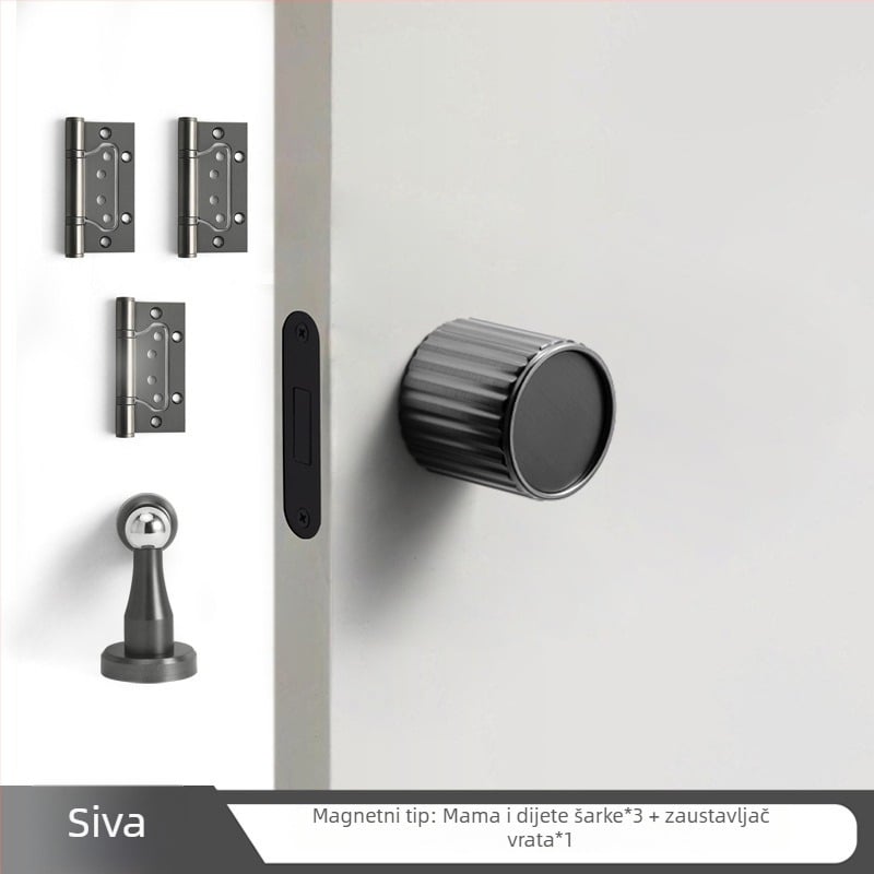 Kvaka s integriranom ručkom, cinkova legura, model 5831, moderni minimalistički dizajn za unutarnja vrata